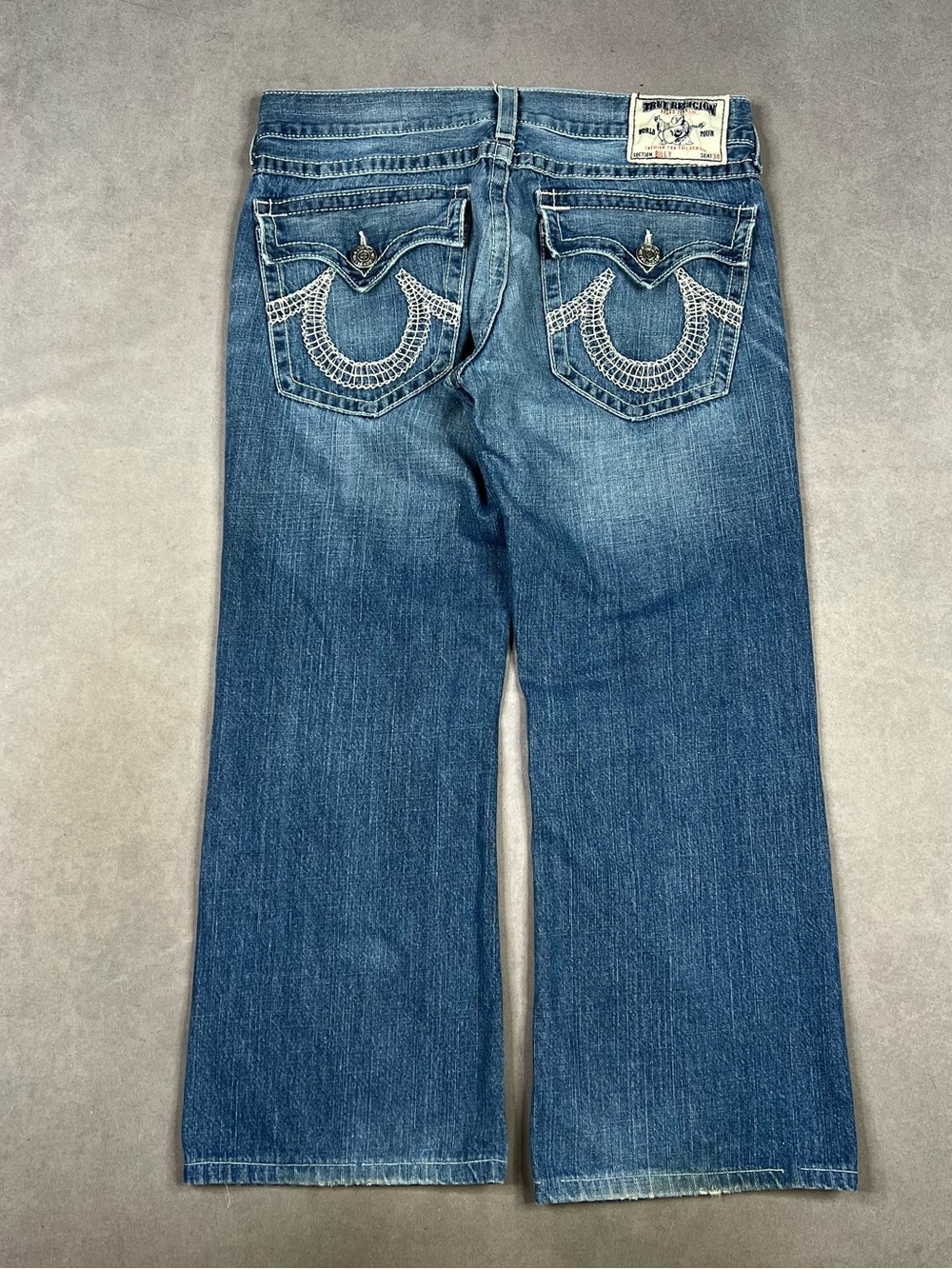 True Religion Men’s Wide-Leg Flare Jeans in Medium Blue